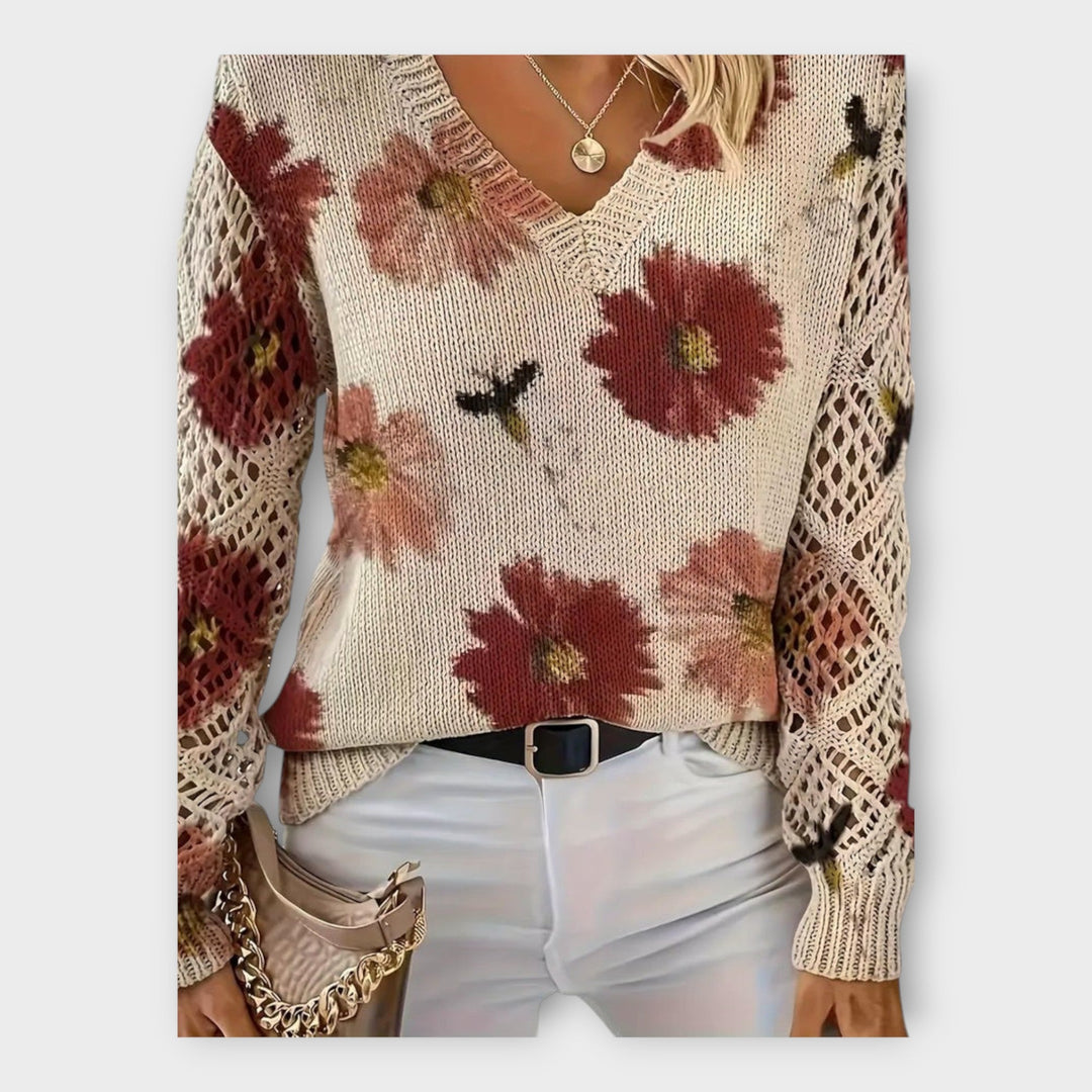 Плетен Пуловер с Дантелени Детайли