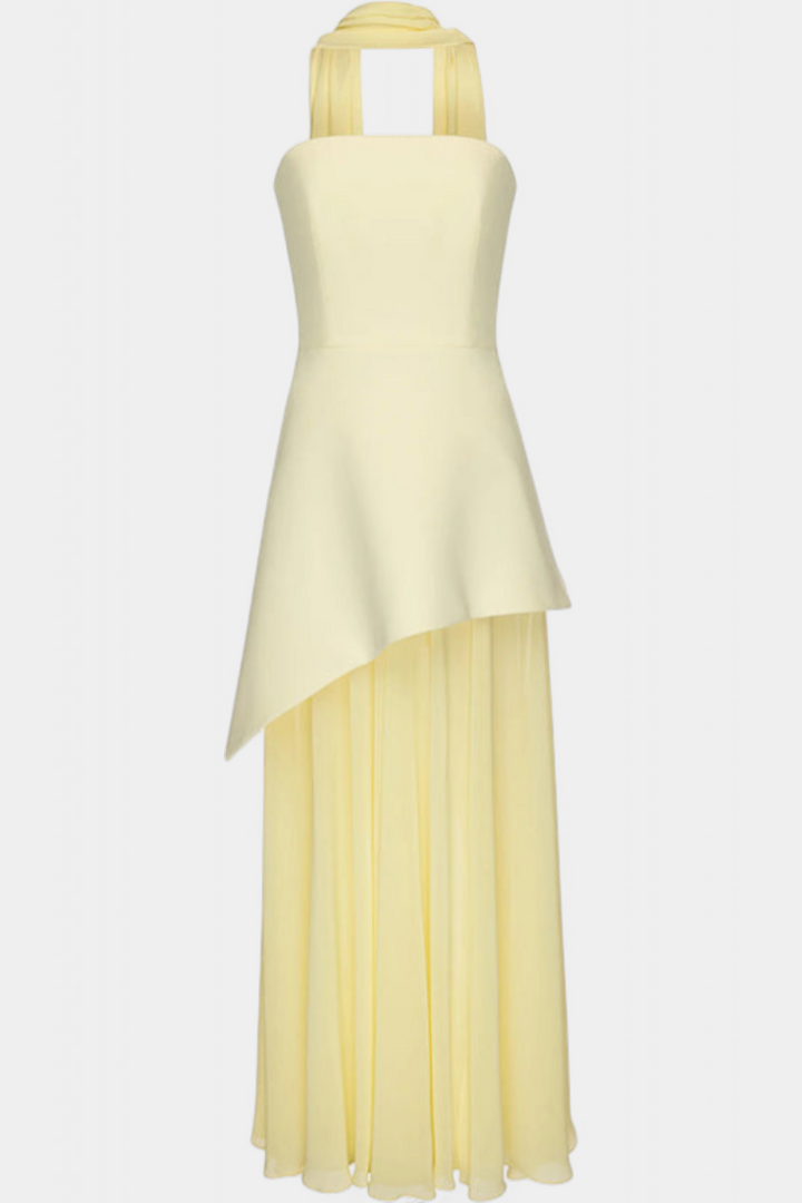 Райна Макси Рокля без Ръкави от Шифон с Боков Разрез