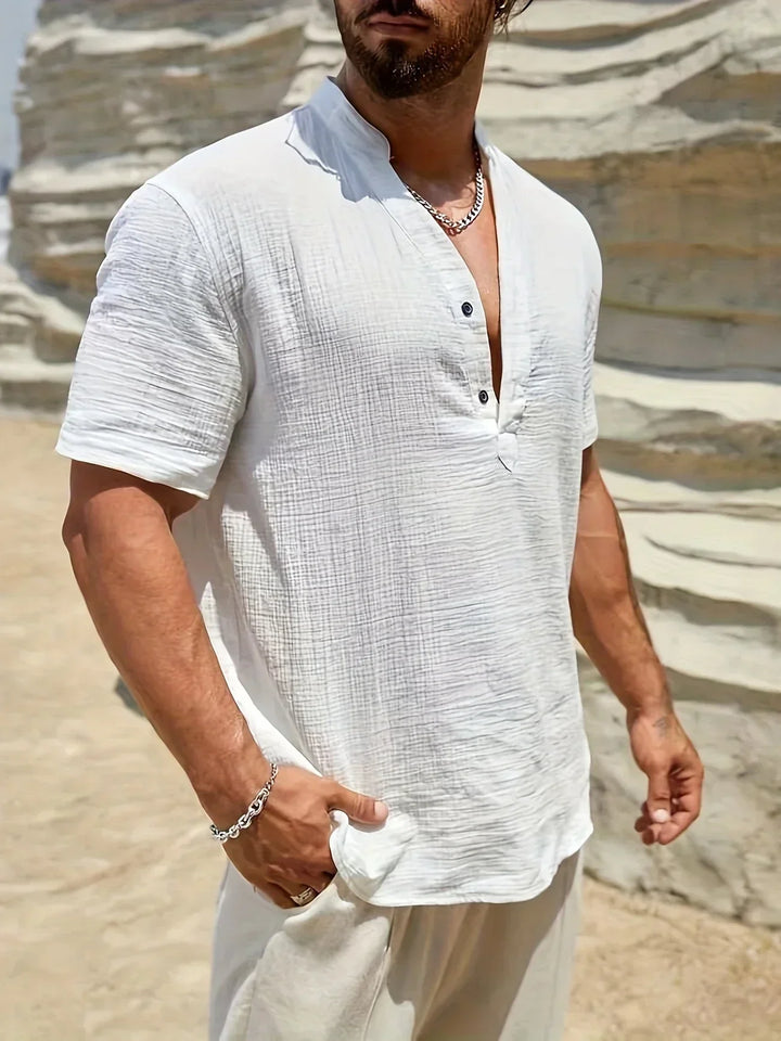 Елиян - Елегантна лятна риза с висока яка