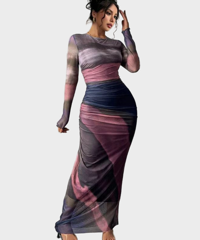 Торина – Дълга удобна рокля с десен