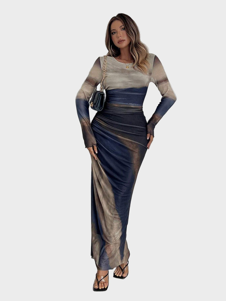 Торина – Дълга удобна рокля с десен