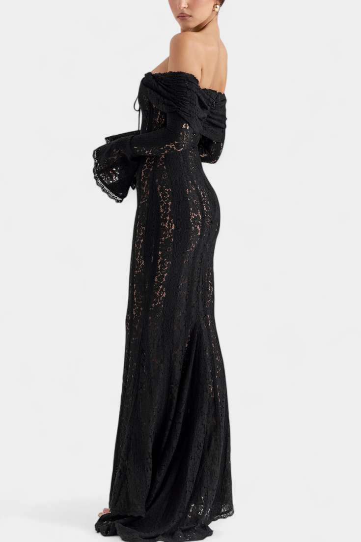 Макси рокля "Josipa" с открити рамене от дантела