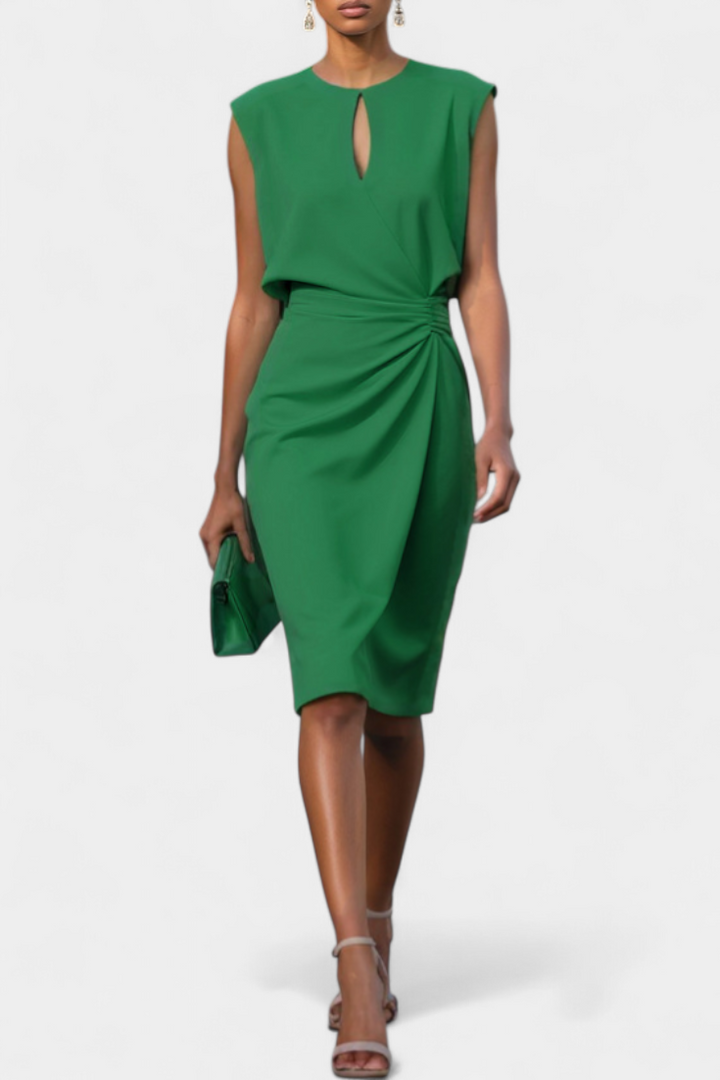 Маша Миди Рокля с Дълги Ръкави и Кръгло Деколте