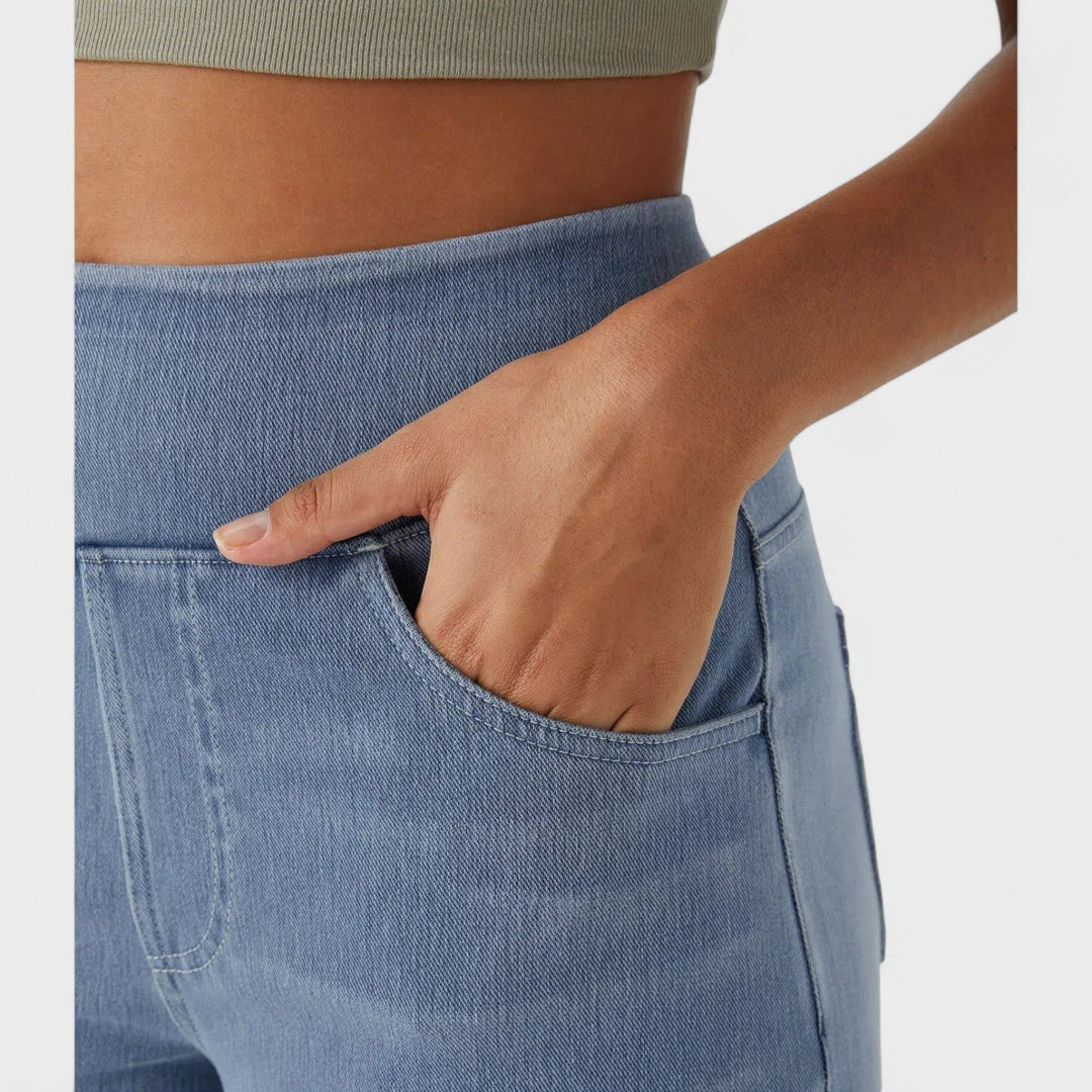 Штефания - Дънкови панталони с широк крачол