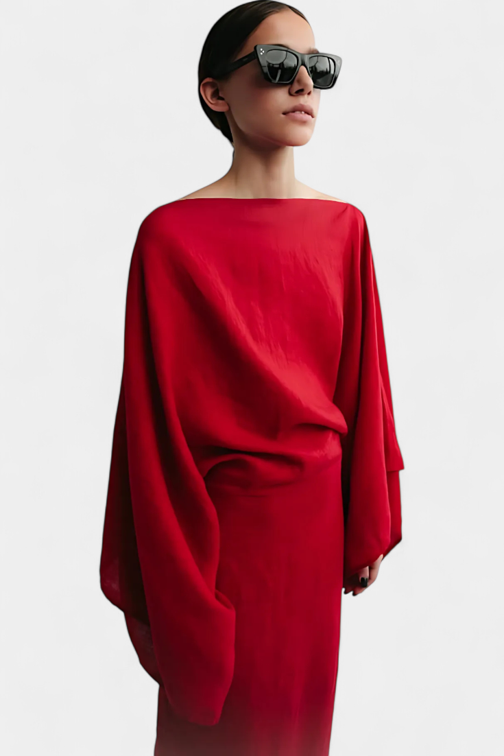 Филипа - Кимоно рокля от лен и памук с пояс